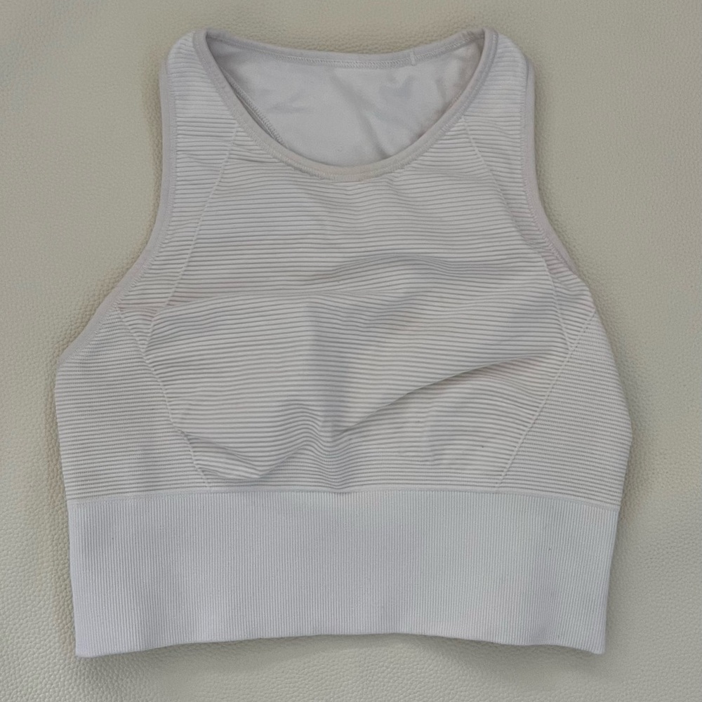 Women's White Striped sports bra
